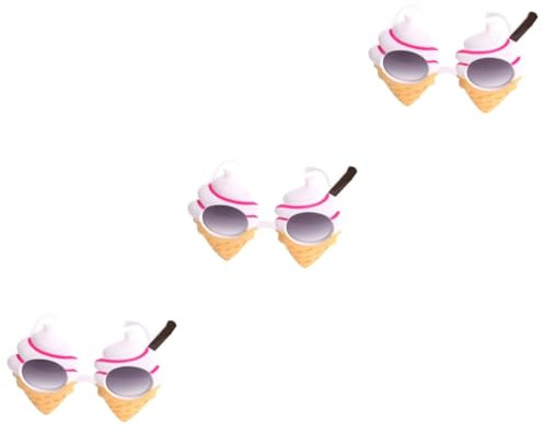 SOIMISS 3stücke Sommerliche Party-sonnenbrille Im Eiscreme-design Lustige Brille Für Geburtstagsfeiern Und Festivals Geeignet Für Erwachsene Flexiblen Bügeln Für Optimalen
