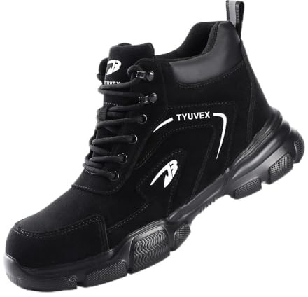 TYUVEX Safety Boots Men Women Work Boots Waterproof Steel Toe Cap Boots Lightweight Comfortable Safety Trainers Non-Slip Black 42 8 UK