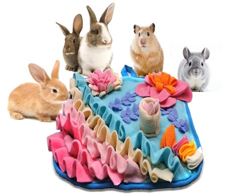 Kaninchen-Futtermatte, Hasen-Schnüffelmatte für Kleintiere, Puzzle, Spielzeug, Haustiere, interaktive Fütterungsmatte für Meerschweinchen, Igel, Chinchilla, Welpen (Rosa, S)
