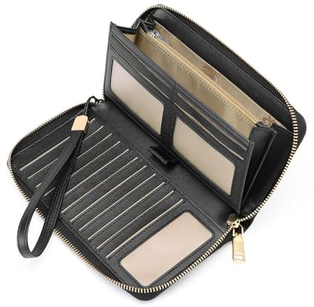 GOIACII Purses for Women Large Leather Ladies Wallets RFID Blocking Wallet for Women with Multiple Card Slots and Zipper Compartment