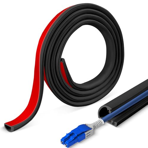 Mini Cable Trunking Self-Adhesive Cable Cover, Half Round Wire Cover for TV, Wall, and Home Office, Cable Hider for One Cords, Cable Raceway for Neat Wire Organization (3M,Black)