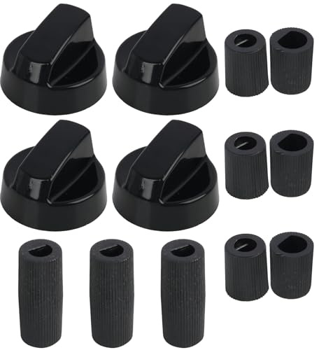 Botones Universales Para Hornos, Cocinas Y Placas de Cocción, Compatibles Con Una Variedad de Electrodomésticos,Negro, Paquete De 4 Con 5 Adaptadores Que Permiten Una Instalación Sencilla y Rápida
