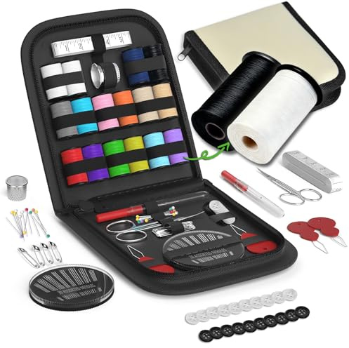 Sewing Kit Gifts for Grandma, Mom, Friend, Traveler, Adults, Beginner, Emergency,Sewing Supplies Accessories with Scissors,Sewing Needles Thimble, Thread,Tape Measure etc (Very Light Mocha Brown, S)