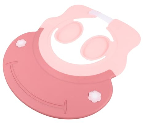 Baby Bath Shampoo Cap Pink TPE Waterproof Ear Protection | Toddler Shower Visor for Hair Washing, Child Grooming Use, Lightweight One-piece Design