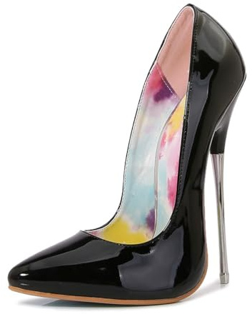 High Heels für Damen & Herren | Ultrahohe 16CM Stiletto-Pumps für Kostümpartys, Clubbing, Crossdressing, Pole Dance,Schwarz,45 EU