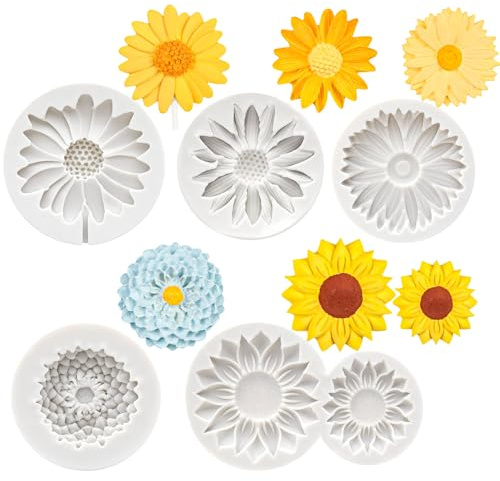 5 Stück klein Silikonformen Blumen, 3D Gießformen Silikon für Blumen, Flexible DIY Formen zum Gießen von Epoxidharz, Kerzen, Seife, Beton & Gips | Klein Silikonformen Blumen, 3D Gießformen Silikon für Blumen, Flexible DIY Formen zum Gießen von Epoxidharz