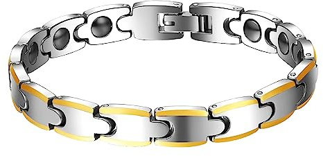 JewelryWe Schmuck Magnet Therapie Kugel Perle Perlen Edelstahl Armband Link Handgelenk Kette Silber Damen