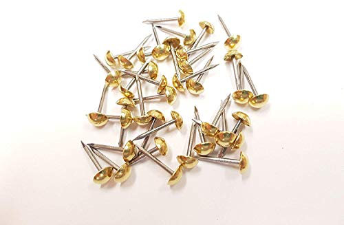 100 Small 6mm Upholstery Nails Furniture Studs PINS Brass on Steel