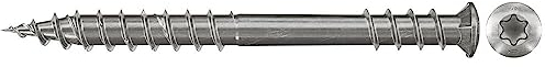 fischer PowerFast Terrassenschraube 5,5 x 50, Senkkopf, nicht rostender Stahl A2, Innenstern Torx-Antrieb, zum Verschrauben von Terrassenbeplankungen auf Holz-Unterkonstruktionen, 200 Stk