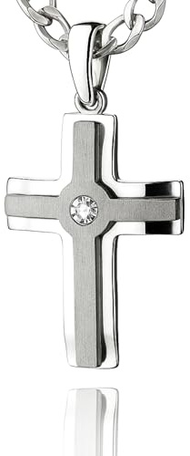 Herrhalsband Sterling Silver 925 Med Korshänge Silveröverdrag