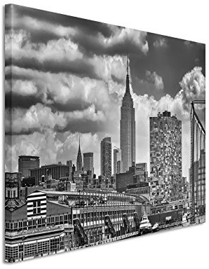 Paul Sinus Art 50x70cm Wandbild Fotoleinwand Bild in Schwarz Weiss New York Skyline Wolkenkrater