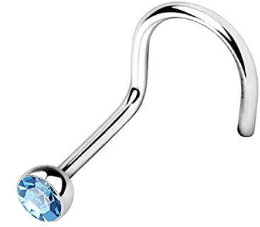 Warrior Nasenpiercing Nasenstecker Gebogener Nasenstecker mit tschechischer Kristallkugel Steriler Chirurgenstahl 316L 22G (0,8 mm) Länge 6,5 mm x 2,5 mm PBS-002 / PTB-002