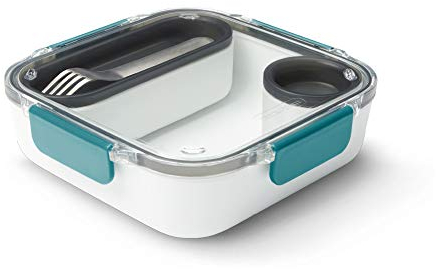 Black+Blum, BPA-Free Lunch Box with Compartments, Bento Style Lunch Box, Leak-Proof & Microwave Safe Compartment Food Container, with Stainless-Steel Fork, Ocean, 1000 ml/ 34f l oz