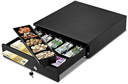 RELAX4LIFE Tiroir Caisse Automatique 5 Compartiments de Pièces 5 Compartiments de Billets Connecter à POS,Système d'Encaissement