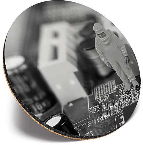 Round Single Coaster - BW - Funny Tech Engineer Geek Computer Joke |Glossy Quality Coasters | Tabletop Protection for Any Table Type #43626