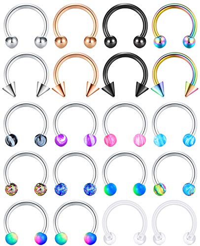 AceFun 16G Septum Ringe Nasenpiercing Helix Tragus Knorpel Ohrring Hoop Piercing Chirurgischer Stahl Hufeisenringe 8mm Lippen Piercing Retainer Piercing Schmuck für Frauen Männer