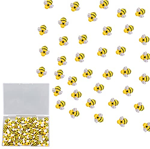 AIEX 50 stück Harz Bienen Dekor Hummel-Ornament mit Aufbewahrungsbox für DIY Craft Party Home Decor (1.9cm)