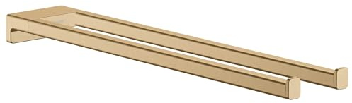 hansgrohe AddStoris - Handtuchhalter zweiarmig, Badetuchhalter, Handtuchstange doppelt, verdeckte Befestigung, Badezimmer Zubehör, Brushed Bronze, 41770140