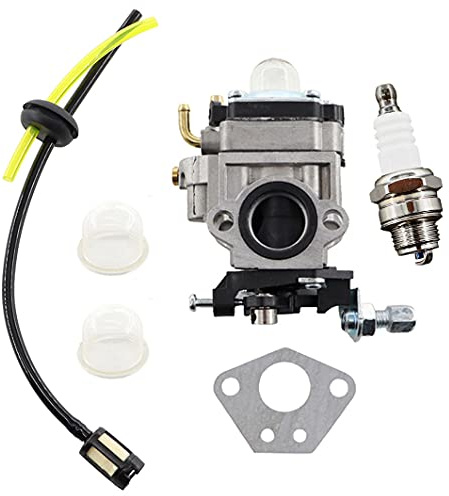 MCHNIC Vergaser mit Zündkerze Benzinfilter Benzinschlauch Satz für Demon RQ580, 141550, 141003, 52ccm Motorsense Ersatz für 47ccm 49ccm 2-Takt Mini pocketbike Quad Roller Scooter Motor