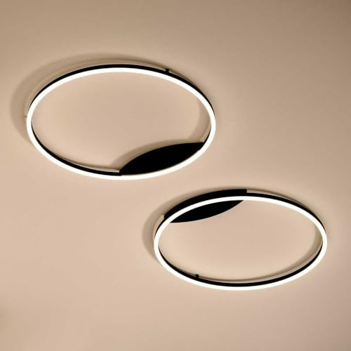 s.luce Ring 40 LED Deckenlampe Wandlampe Dimmbar Deckenleuchte Wandleuchte, Farbe:Schwarz