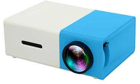 Projecteur Portable Full HD 1080P Vidéoprojecteur Mini LED Movie Micro Retroprojecteur Home Cinéma Fonction Zoom Compatible HDMI,USB,AV,Prise Casque Prise En Charge L'alimentation Mobile,Bleu