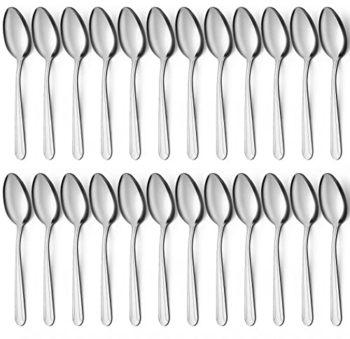 BEWOS 24 Pieces Spoons Set - 7.5 Inchs Spoons Silverware, Stainless Steel Spoon, Dinner Spoon, Dishwasher Safe, Mirror Polished Tablespoons for Home, Restaurant