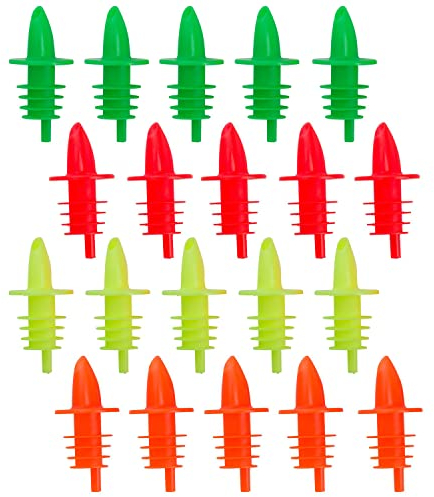 Westmark 20 Becs Verseurs pour Spiritueux/Vinaigre/Huile en Bouteilles, Doseur avec Tube d'air, Fluorescent, Bouchon en Plastique, Jet-Pour, Couleur assortie/néon, 411022E4