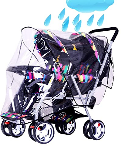 Cochecitos dobles delanteros y traseros para la lluvia, doble tándem, cubierta de lluvia de PVC transparente, impermeable, protector universal contra la intemperie para cochecito, cochecito, cubierta