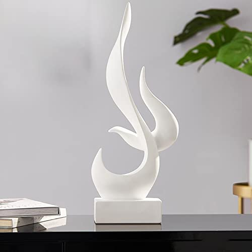 Uziqueif Skulpturen Deko Weiß, Modern Abstrakte Deko Weiße Flamme Art Skulptur, Deko Für Schlafzimmer, Fensterbank Wohnzimmer Wohnungs Büro Weinschrank Dekoration, Harz, Handwerk,Weiß