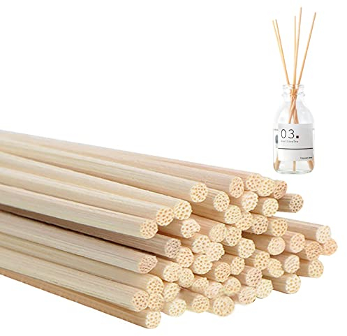 ANDSHUAI 50 Stück Rattanstäbchen für Raumduft,19cm x 3mm Holzstäbchen für Raumduft,Duftstäbchen Nachfüllpack für Ätherische Öle im Home Office Hotel Spa (Natur)