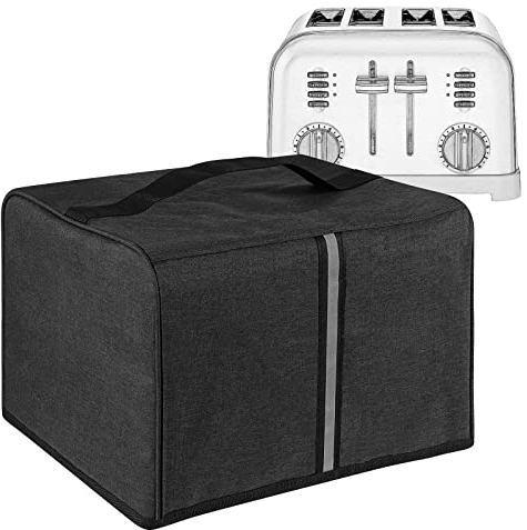 Kingshion Funda para tostadora compatible con la mayoría de tostadoras de 4 rebanadas, almacenamiento para la mayoría de tostadoras de 4 rebanadas, lavable y protección contra el polvo (gris oscuro)