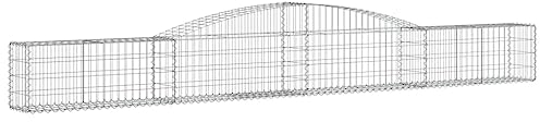 vidaXL Gabione mit Hochbogen, Steinkorb Drahtkorb, Gabionenkorb Verstärkte Gabionenhaken, Gabionenwand Gabionen Zaun, Verzinktes Eisen