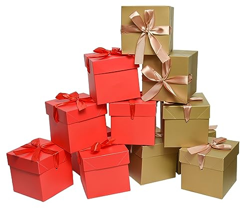 GP SUP Geschenkbox mit Deckel und Band, 12 Stück, 15x15x15cm | Geeignet für Geschenke,Geburtstage,Jubiläen,Weihnachten, Hochzeiten,Valentinstag,Feiertage und Neujahrsgeschenkboxen