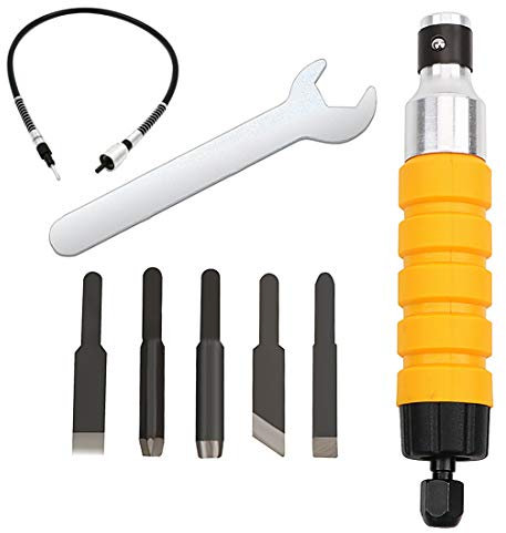 Coltello Elettrico per Incisione a scalpello per la Lavorazione del Legno per Carpentiere e bulino 5 Lame e 1 Chiave Inglese e Albero Flessibile