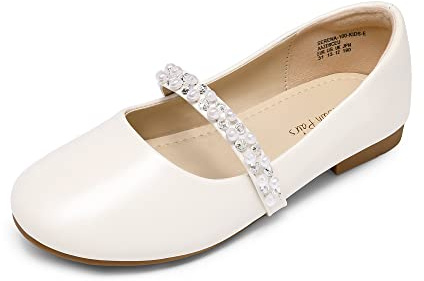 DREAM PAIRS Fashion Girls Mary Jane Dress Shoes Ballerina Flats for Wedding,Party,School,Daily(Toddler/Little Kid/Big Kid),Size 1.5 Big Kid,Ivory,SERENA-100-KIDS-NE-E
