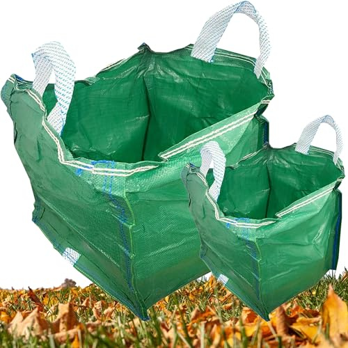 Green Garden Waste Bags Large 120 Litre 1 to 50 Heavy Duty Reusable Sacks | With Handles Great For Garden Waste, Plant Waste, Grass & Leaves