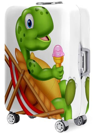 Mateju Kofferschutzhülle Elastisch Kofferhülle, 3D Riesenschildkröte Gepäck Cover Reisekoffer Hülle Trolley Case Schutzhülle Luggage Cover Waschbare Staubdichte Kofferbezug (Grüne Schildkröte,L)