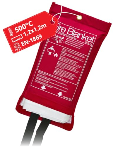 notlok Safety Work - Coperta Antincendio [ 120 x 120 cm ] | Coperta Ignifuga Antincendio Certificata adatta agli incendi di grasso | coperta antifiamma in tessuto di fibra di vetro | Fire Blanket