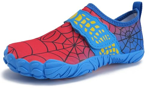 WateLves Barfußschuhe Kinder Barfussschuhe Wasserschuhe Junge Mädchen Badeschuhe Barfuß Schuhe Schwimmschuhe Aquaschuhe Schnell Trocknend Strandschuhe rutschfeste(Spinnennetz Rot 34)