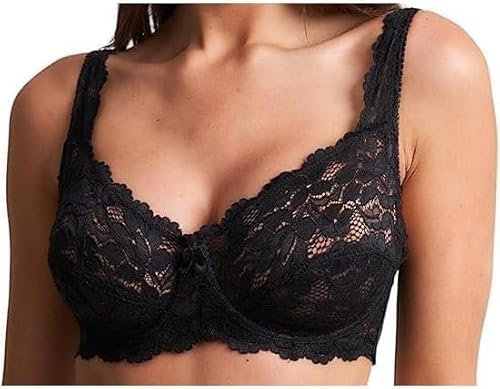 HAJRA® Women’s Floral Lace Push-Up Bra: Enhance Your Everyday Comfort with This Underwired, Full-Coverage Bra Featuring Soft Cups and Adjustable Straps. (UK, Cup & Band, 40, B, Black)