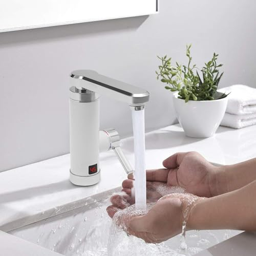 Robinet électrique - Chauffe-eau instantané - 3000 W - Pivotant à 360° - Chauffage instantané - Avec affichage de la température - Pour cuisine