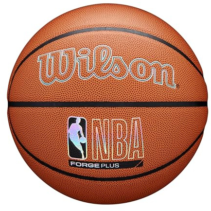 Wilson Pallone da Basket NBA Forge Plus, Con Rivestimento Pure Feel, Presa D'Élite e Rimbalzo Costante, Ritenzione D'Aria Ottimale, Colore: Marrone, Taglia: 7