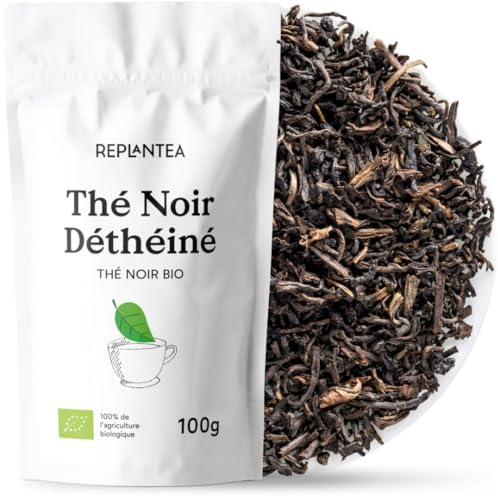 THÉ NOIR DÉCAFÉINÉ BIO 100g (50 Tasses) | Thé Noir Déthéiné en Vrac Darjeeling | Black Tea Decaf REPLANTEA