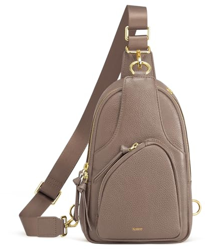 Kattee Sling Bag für Damen Gürteltasche aus Leder Kleine Brusttasche Umhängetasche mit RFID-Blockierung für Reisen und Outdoor | Gürteltasche aus genarbtem Rindsleder. Kleine Brusttasche mit RFID-Blockierung für Reisen