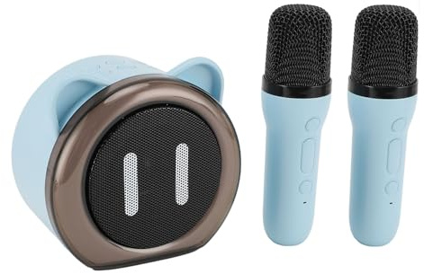 Karaoke-Maschine für Kinder und Erwachsene, Tragbarer Bluetooth-Lautsprecher mit 2 Kabellosen Mikrofonen, Buntes LED-Licht, Lustige Wechselnde Geräusche, für Zuhause Im Freien