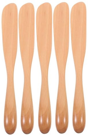 FELTECHELECTR 5pezzi Coltelli Da Burro in Legno Naturale Spatole Versatili Per Sandwich Confettura e Maschera Viso Accessori Cucina Sostenibili e Resistenti Per Preparazione e Applicazione Delic