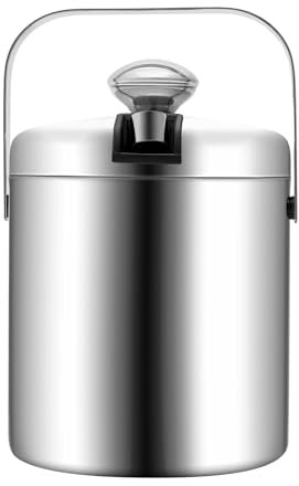 Edelstahl-Eiskübel für Partys mit Eiszange, Isolierter Eiskübel mit Deckel und StänderWeineimer Hält Getränke Kalt und Eiswürfel vor Dem Schmelzen zum Kühlen von Getränken Softdrinks(1.3 l)