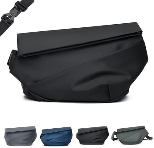 BIUBIULOVE Praktische Und Moderne wasserdichte Herrentasche, Schultertasche Für Herren, wasserdichte Freizeittasche Mit Mehreren Taschen Und Großem Fassungsvermögen (Schwarz,Einheitsgröße)