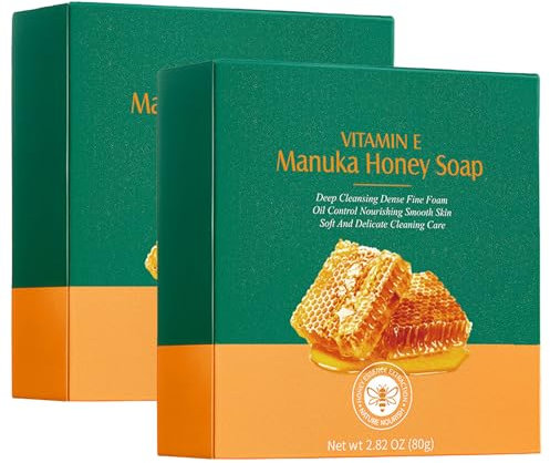 Savon Au Miel Et Vitamine E Pour Le Visage Et Le Corps - Nettoyage Profond, Hydratation Intense, Contrôle Des Huiles - Infusé Au Huile De Coco Et Miel De Manuka - Lot De 2