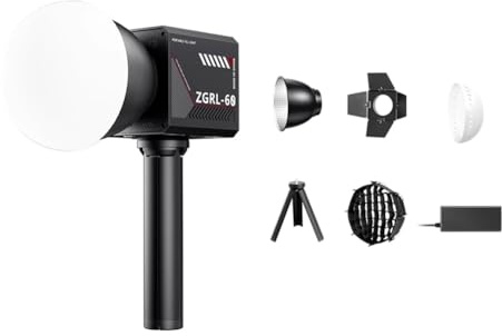 Puleuroy 60W Pro Portable LED Video Light Photographic Studio Light with Light Control Panel Mini Softbox for Video Livestreaming for Photographers in the Shape of Handheld Flashlight UK Plug